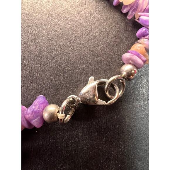 NEW charoite graduated chip beaded 20 inch necklace with stainless steel clasp - Picture 5 of 16